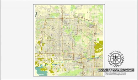 Phoenix, Arizona, US printable vector street City Plan map, full ...