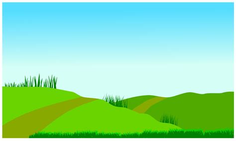 cartoon green hills landscape, meadow and sky background 6869402 Vector ...