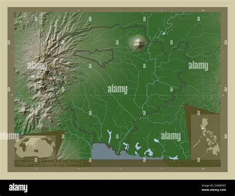 Pampanga, province of Philippines. Elevation map colored in wiki style with lakes and rivers ...