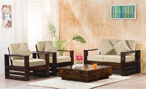 SDSF ARTS Wooden 4 Seater Sofa Set for Living Room | 2+1+1 Seater Sofa ...