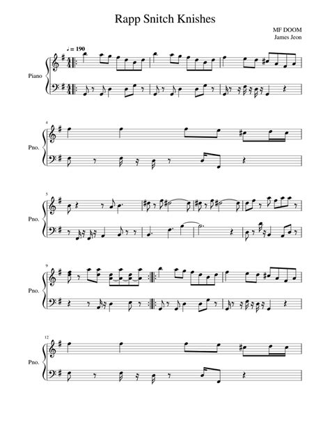 Rapp Snitch Knishes - MF DOOM Sheet music for Piano (Solo) | Musescore.com