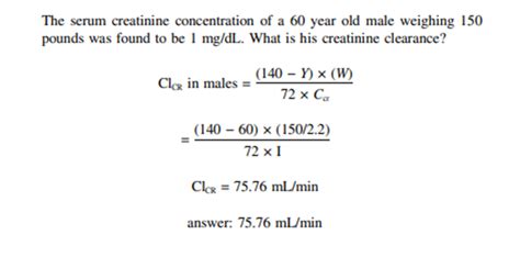 Creatinine Clearance Calculation Formula