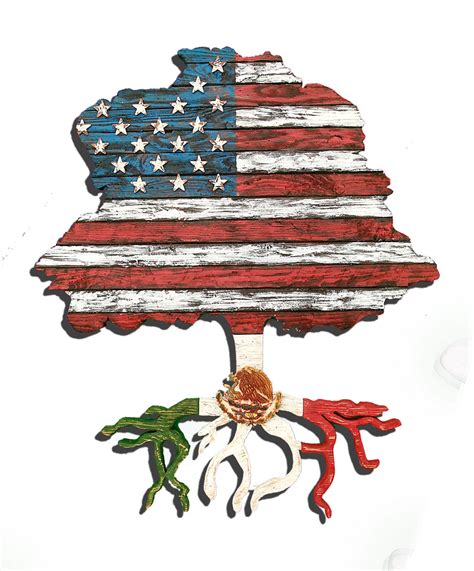 American flag tree with root flag of Mexico or country of your choice ...