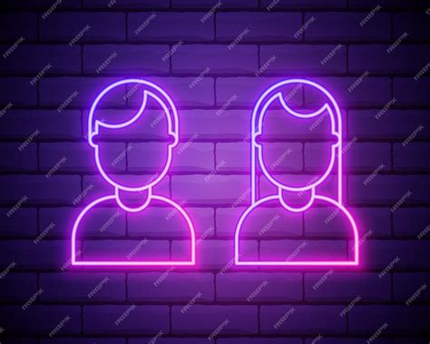 Premium Vector | Man and woman sign neon pink bright linear outline symbol icon vector ...