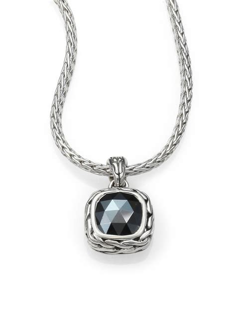 Lyst - John Hardy Classic Chain Sterling Silver Small Square Pendant Necklace in Metallic