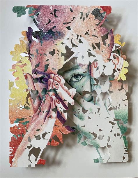 Layers of Cut Paper Foliage Fragment Christine Kim’s Collaged Portraits