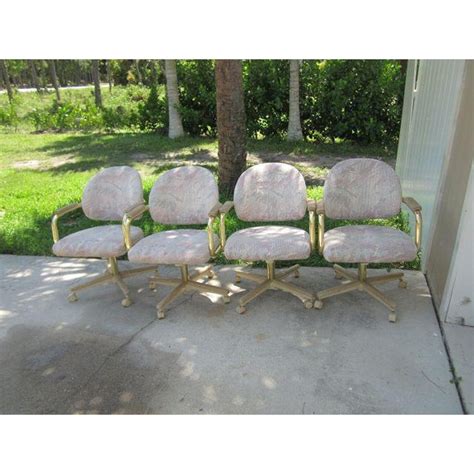 Vintage Mid Century Modern Chromcraft Brass Swivel Caster Chairs - Set ...