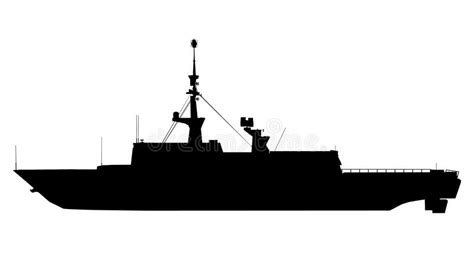 Silhouette of the Ship on a White Background. Side View Stock Vector - Illustration of freight ...