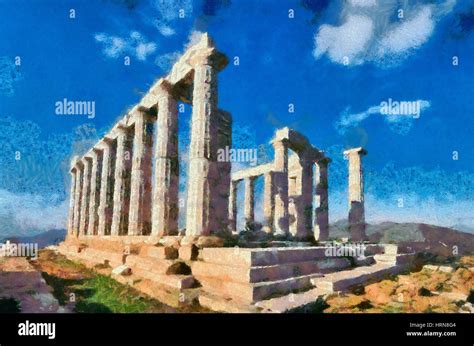 Temple of Poseidon in cape Sounio, Greece Stock Photo - Alamy