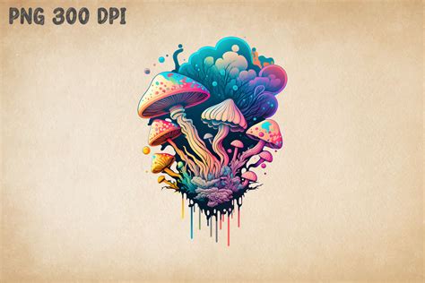 Hippie Colorful Psychedelic Mushroom Art By Mulew Art | TheHungryJPEG