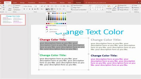 How to Change the Text Color in PowerPoint Document 2017 - YouTube