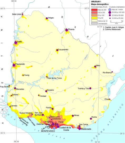 Uruguay population density : r/MapPorn