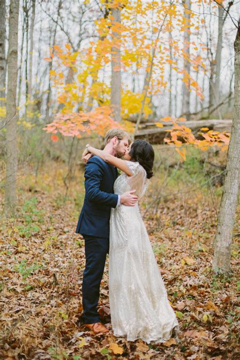 Heartfelt Gatsby-Inspired Autumn Birch House Wedding