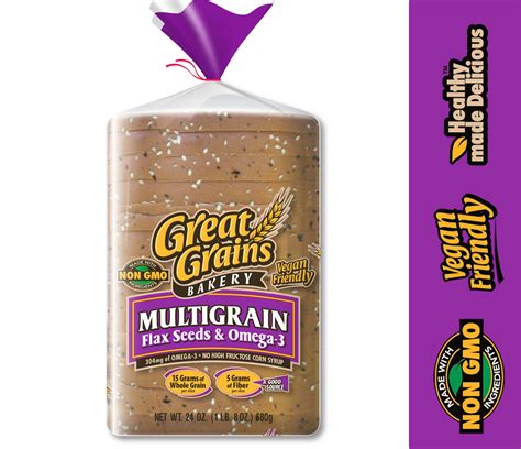 Great Grains Bakery Multigrain with Flax Seeds & Omega-3 Bread Loaf, 24 oz, 15 Count - Walmart.com