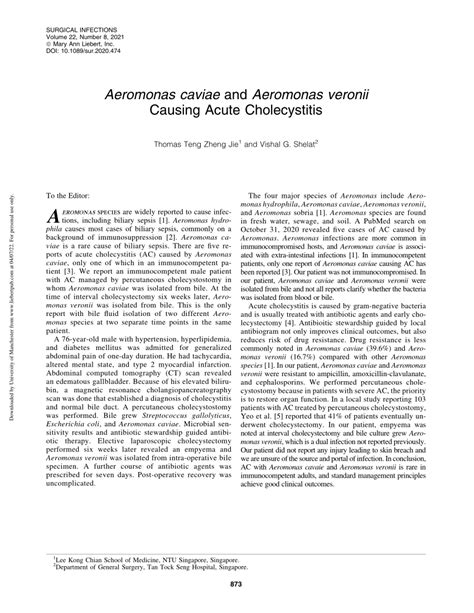 (PDF) Aeromonas caviae and Aeromonas veronii Causing Acute Cholecystitis