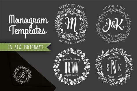 Wedding Monogram Templates Wedding Initials Decorative