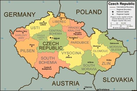 La carte de prague et dans les pays voisins - Prague carte du pays ...