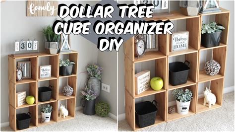 DOLLAR TREE WOOD CUBE ORGANIZER DIY - YouTube