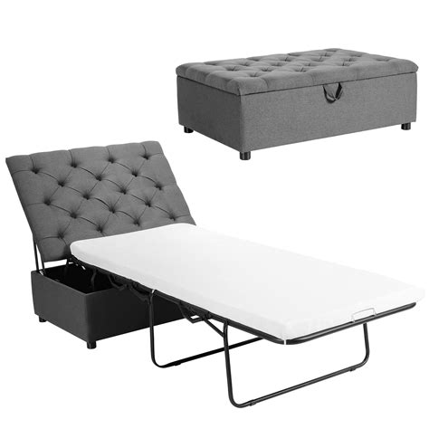 Buy Giantex Ottoman Folding Bed, Fold Out er Bed with Mattress, Convertible Chair into Sofa Bed ...