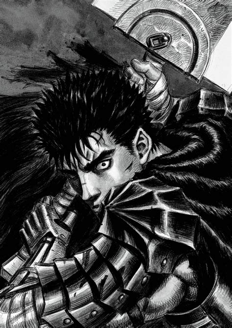 Guts artwork from Berserk Guidebook. (Was in color, took some time to edit it and make it look ...