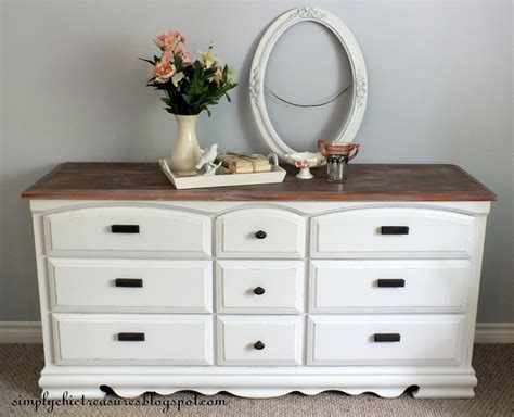 simply chic treasures: White Dresser With Lightly Whitewashed Top