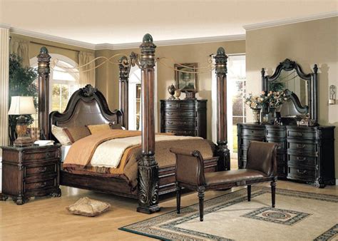 images of king size four post bedroom sets | ... Walnut Brown King ...