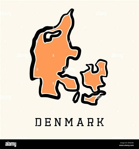 Denmark simple map outline - simplified country shape map vector Stock Vector Image & Art - Alamy