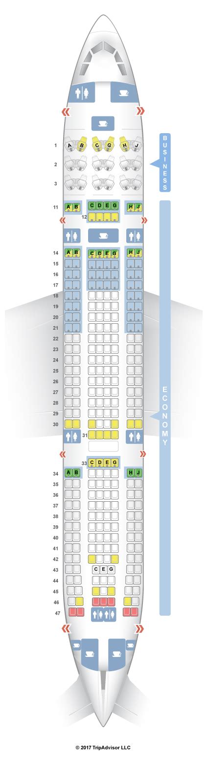 SeatGuru Seat Map Hawaiian Airlines Airbus A330-200 (332)