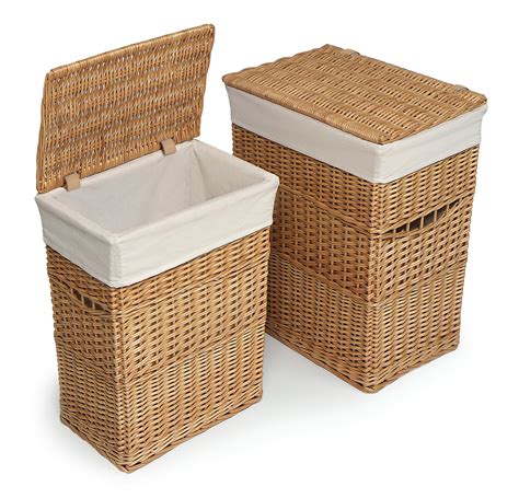 Badger Basket Wicker Laundry Hamper Set with Liners, Set of 2, Natural - Walmart.com