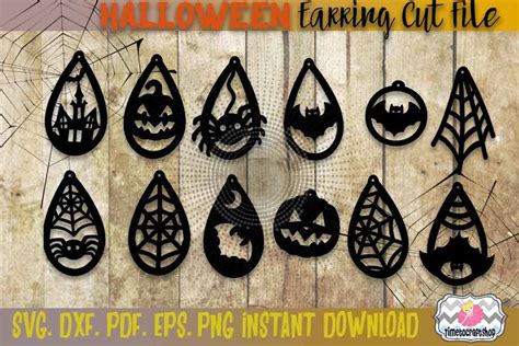 SVG, DXF, PDF, PNG, and EPS Halloween Earring Bundle (359473) | SVGs ...