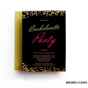 Golden Bachelorette Party Invitation Personalized Styled | Etsy