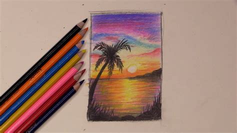 Sunset Colored Pencil Drawing