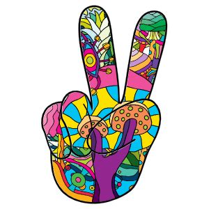 Psychedelic Hand Peace Sign Hippie Sticker