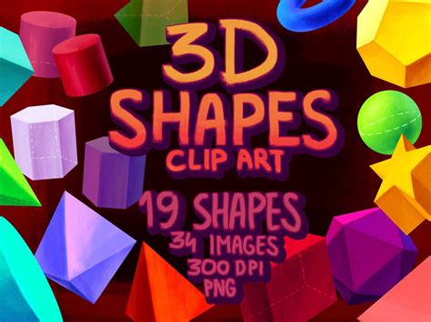 3D Shapes Clip Art Cute Shapes for Teaching Education and - Etsy Canada ...
