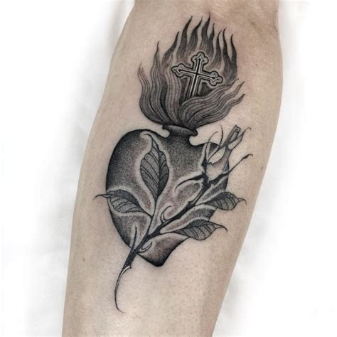 Black and Grey Sacred Heart Tattoos - Cloak and Dagger Tattoo London