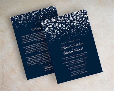 Glitter Navy Wedding invitations / Appleberry Ink - Simple, Affordable ...