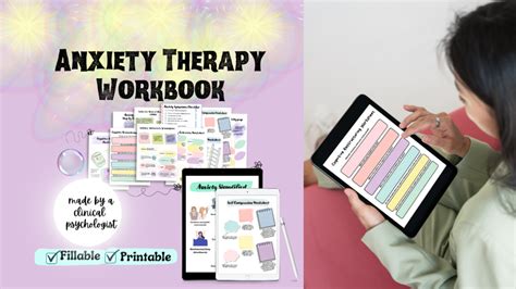 Anxiety therapy workbook fillable, digital, printable