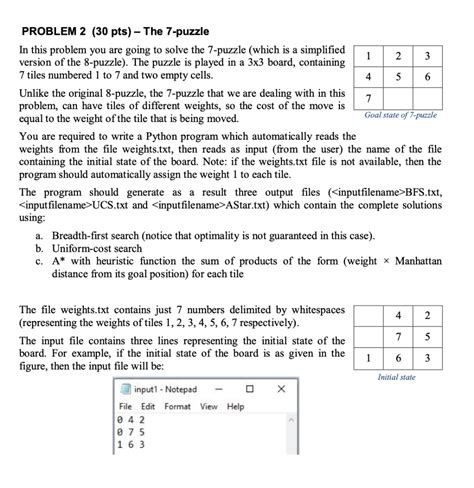 Solved PROBLEM 2 (30 pts) - The 7-puzzle In this problem you | Chegg.com