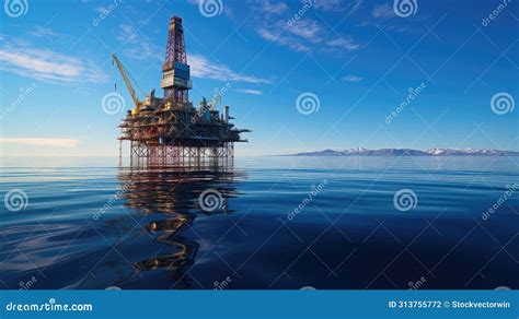 Deep ocean oil rig stock illustration. Illustration of activities ...