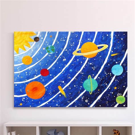 'Solar System Blue' by Nicola Joyner Painting Print Canvas Art | Solar ...