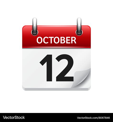 October 12 flat daily calendar icon Date Vector Image