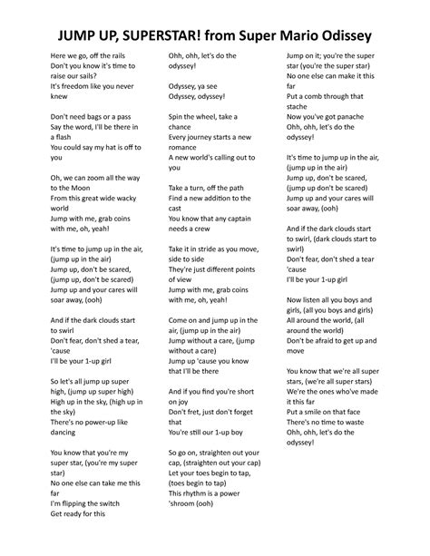 Jump up, superstar - JUMP UP, SUPERSTAR! from Super Mario Odissey Here we go, off the rails Don ...