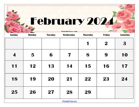 February 2024 Calendar Printable - Printable Tree - Medium