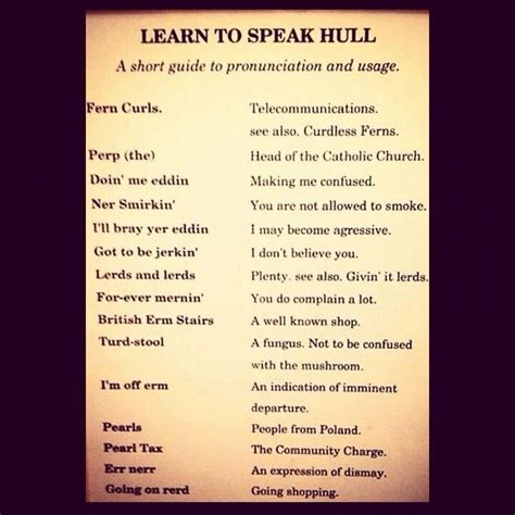 Learn the lingo. | Kingston upon hull, Hull, Slang words