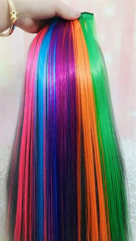 Colorful Hair Extensions [Video] | Hair styles, Creative hair color, Colored hair extensions