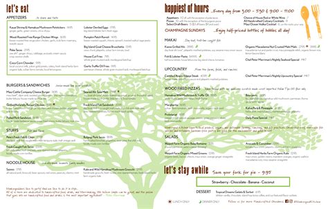 Monkeypod Kitchen Wailea Menu - MENU Magazine