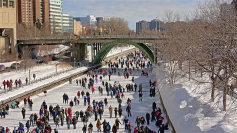 Many People Ice Skating on Rideau Canal Skateway during the Winterlude ...