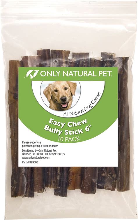 ONLY NATURAL PET Easy Chew Bully Stick Dog Chew, 6-in, 10 count - Chewy.com