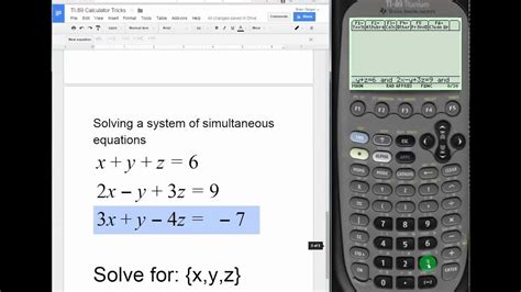 Solving Systems of Simultaneous Equations on TI 89 Titanium Calculator - YouTube