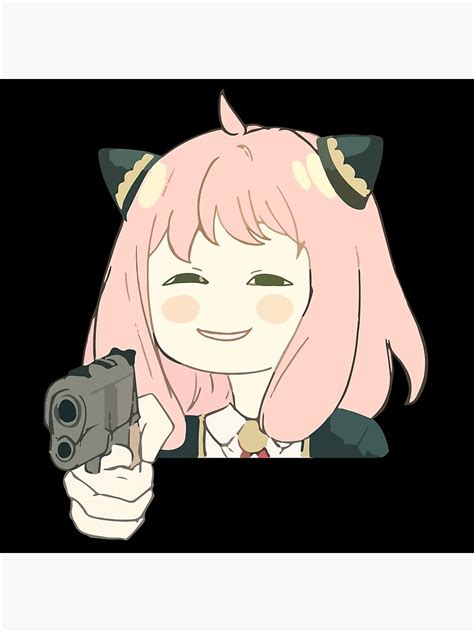 "Anya Smug Face Gun Meme" Photographic Print for Sale by MangaMolly | Redbubble